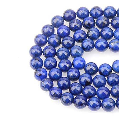 LPBeads 100PCS 8mm Blue Lapis Gemstone Round Loose Beads for Jewelry Making with Crystal Stretch Cord - color: Blue Lapis