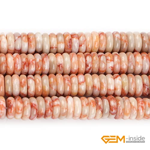 GEM-Inside 2x6mm Natural Red Crazy Lace Agate Stone Heishi Disc Rondelle Spacer Beads for Jewelry Making Full 15" Strand Energy Stone Healing Power Crystal - color: Red Crazy Lace Agate