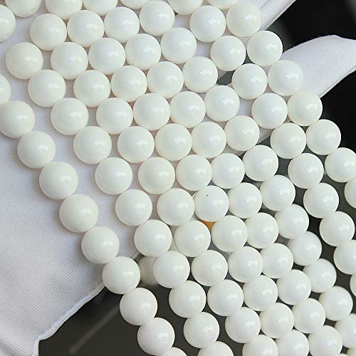 MJDCB 7A Natural Deep Sea White Shells Round Stone Beads for Jewelry Making DIY Bracelet Necklace (12mm) - color: Deep Sea White Shells, size: 12mm