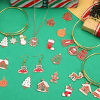 SANNIX 110Pcs/55 Pairs Christmas Charms, Gingerbread Man Charm Holiday Gold Enamel Pendants for DIY Bracelet, Necklaces, Earrings Craft Supplies - style: Gingerbread Charms