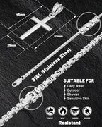Exquisite Cross Necklace for Men and Women, Silver/Gold/Black Cross Chain with Top-grade 316L Stainless Steel Cross Pendant, 18-24 Inch Box/Byzantine Chains - color: Mystic Black, size: 22 Inch=56CM(Men's Average Length), style: Byzantine Chain with Mediu