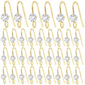30pcs 14K Golden Diamond Earring Fish Hooks Hypo-allergenic French Rhinestone Ear Wire Connector for Women DIY Earrings Jewelry Making - color: Gold