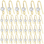 30pcs 14K Golden Diamond Earring Fish Hooks Hypo-allergenic French Rhinestone Ear Wire Connector for Women DIY Earrings Jewelry Making - color: Gold