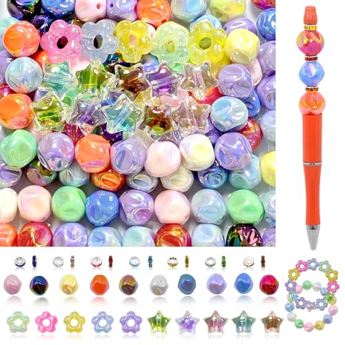 231 Pieces Beads for Pens - 16MM Acrylic Loose Beads Bulk Set - Beads Kit for Crafts - Fit for Jewelry Making, Bracelets, Beadable Pens, and Focal Bead - Cute Bead for DIY Supplies - color: Irregular bead
