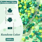 SUNNYCLUE 1 Box 300pcs St. Patrick's Day Clover Beads Lucky Clover Beads Good Luck Shamrock Irish Green Three Leaf Shape Clay Loose Spacers for Jewelry Making Supplies Birthday Wedding Crafts DIY - style: Style 2