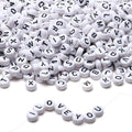 LAIDANLA 1500PCS Acrylic Letter Beads Alphabet Black Letters White Round Bead 7×4mm for Jewelry Bracelets Necklaces Key Chains Making - color: B-Black Letter White Beads