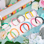 LUYI 32 Pcs Preppy Jewelry Bracelets for Women Clay Bead Colorful Surfer Heishi Bracelet Set Stackable Beaded Friendship Stretch Bracelets Boho Y2K Summer Beach Elastic Layering Bracelets - style: 96PCS-CheerBracelets