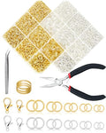 Fiveizero 2400pcs Jump Rings Kit for Jewelry Making with Gold/Silver Jump Rings,Lobster Clasps & Tools-Pliers,Tweezer,Opener for Necklace,Earrings,Charms Repair and DIY Craft Supplies ﻿