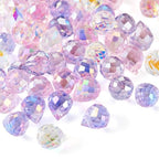 50Pcs Faceted Glass Teardrop Beads Electroplated Crystal Glass Beads 10x8mm 5 Colors for DIY Jewelry Making Necklace Bracelet Earring - color: Pink Purple