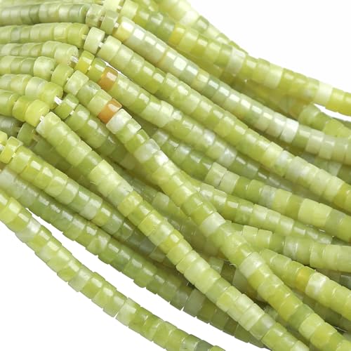 150pcs 2x4mm Natural Chinese Green Jade Tube Shape Beads Loose Flat Round Cylinder Flat Spacer Green Stone Beads for Bracelet Earrings Jewelry Making - color: Chinese Green Jade, size: 2x4mm Tube shape