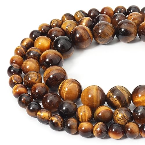 60pcs 6mm Natural Yellow Tiger Eye Gemstone Beads Energy Healing Crystal Round Loose Stone Beads for Jewelry Making, DIY Bracelets Necklaces - color: Yellow Tiger Eye, size: 6mm