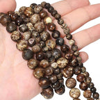 Stone Beads, 45pcs Brown Dragon Vein Agate, 8mm Round Loose Beads for Jewelry Making, Bracelets, with Bag, String & Card - color: Brown Dragon Vein Agate, size: 8mm
