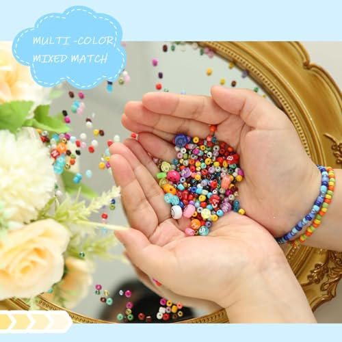 EFIVS ARTS Seed Beads 96 Colors 4MM Small Beads Kit Tiny Bracelet Waist Beads Set with Pendant Charms Letter Beads Kit for Concert Bracelets DIY Making - color: 96 Colors