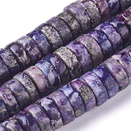Craftdady 250Pcs Heishi Coin Natural African Pyrite Gemstone Beads Flat Round Disc Energy Healing Crystal Stone Loose Beads 8mm for Jewelry Bracelet Necklace Earring, Lilac - color: African Pyrite, Lilac, size: 8mm