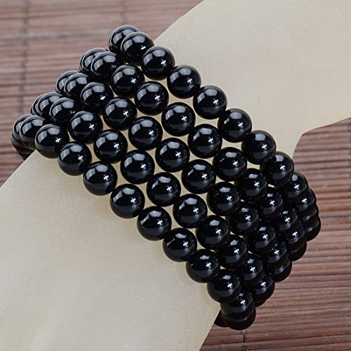 MASSIVE BEADS Handmade Yoga Stretch Elastic Bracelet Natural Stone Crystal Healing Power Energy Gifts for Unisex Adult 4mm 6mm 8mm 10mm - color: Black Onyx(Positive Energy), size: 8mm