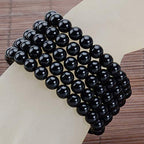 MASSIVE BEADS Handmade Yoga Stretch Elastic Bracelet Natural Stone Crystal Healing Power Energy Gifts for Unisex Adult 4mm 6mm 8mm 10mm - color: Black Onyx(Positive Energy), size: 8mm