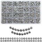 Looconi 1400pcs Letter Beads Silver 7x4mm Black on Silver for Jewelry Making Bracelet Hair Braids Crafts - color: Silver, size: 7x4mm