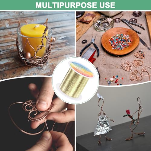 M METERXITY 0.2mm Jewelry Wire, 32 Gauge 328FT Craft Wire Copper Beading Wire for Jewelry Making/Planting/Weaving/DIY Crafting, Soft Metal Wires [100M, Light Golden] - color: Light Golden, size: 0.2mm 32 Gauge
