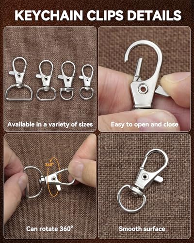 325PCS FIVEIZERO Keychain Making Kit - Keychain Clip with Key Ring, Lobster Claw Clasp, Swivel Snap Hook, Jumprings & Extender Chain for Crafts, DIY Projects & Purse Making Supplies - color: silver