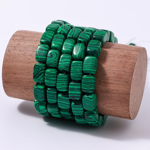 Natural Large Malachite Cube Stone Beads 8x11mm 38cm/str Loose Semi Gemstone Stone Square Beads for Making Bracelets Necklace - color: Malachite