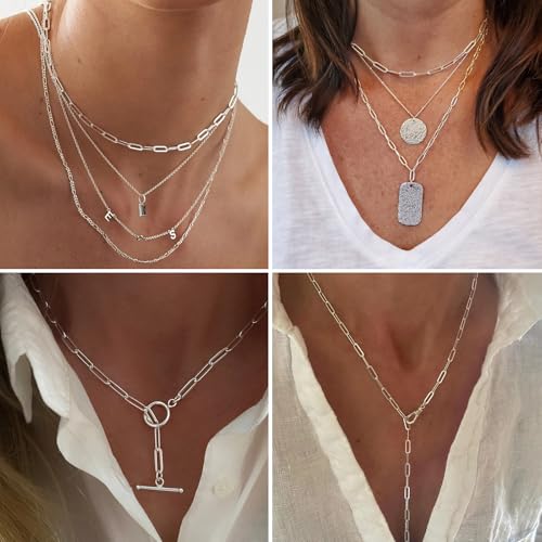 [33 Ft] Stainless Steel Paperclip Chains Roll, 2.5mm Width Silver Plated Stainless Steel Oval Link Chains Spool Bulk for Jewelry Making - color: silver color(2.5mm)