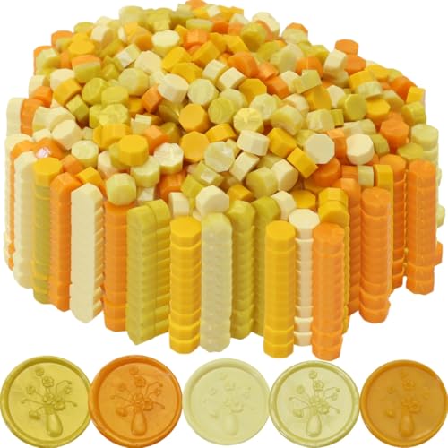 250Pcs Yellow Mix Sealing Wax Beads for WaxSeal Stamp, WaxSeal Beads Set with 5 Colors Perfect for Gift Sealing, Letter Wax Sealing (250, Yellow Mix) - color: Yellow Mix