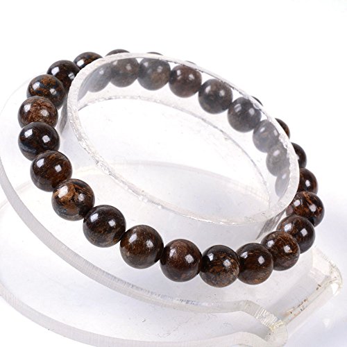 Justinstones 8mm Round Beads Stretch Bracelet 7 Inch Unisex - color: Bronzite