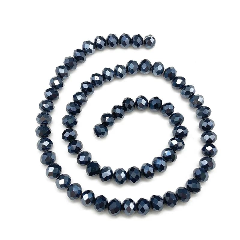 415pcs Rondelle Crystal Glass Beads 2mm 4mm 6mm 8mm Mixed Sizes, Faceted Briolette Spacer Czech Seed Loose Beads for DIY Jewelry Making (Black #2) - color: Black #2
