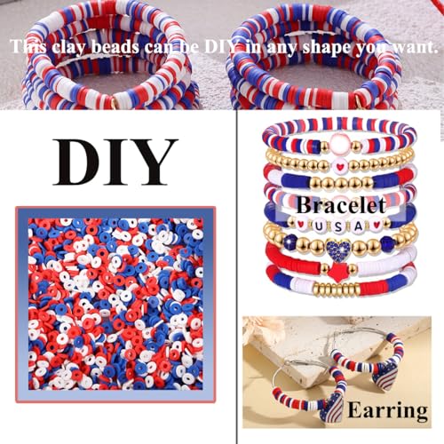 2000pcs Royal Blue Clay Beads 6mm for Bracelets Making Flat Round Polymer Clay Bead Heishi Beads for Jewelry Making Earring Bracelets Necklace - color: Royal Blue