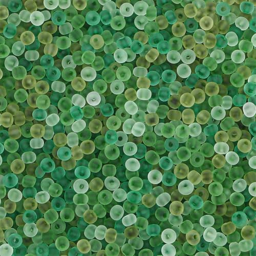 4mm Frosted Glass Seed Beads Bulk, 1000pcs Small Round Glass Bead Matte Loose Spacer Beads for Beading, Friendship Bracelet, Pendants, Key Chains, Necklaces, Hairpins, Green - color: Green