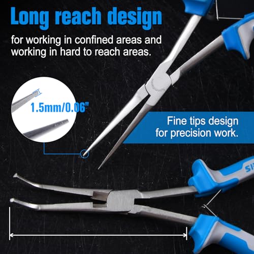 SPEEDWOX 2PCS Long Reach Needle Nose Pliers Set Long Nose Pliers & Bent Needle Nose Pliers Extra Long Pliers Tool Kit for Jewelry Making, Wire Bending and Object Gripping on Narrow Space - style: 2PCS Needle Nose Pliers