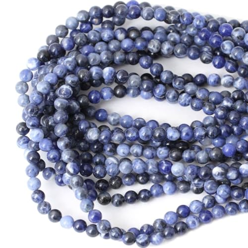 90pcs Adabele Natural Blue Sodalite Healing Gemstone 4mm (0.16 inch) Small Round Beads Gem Stone Spacer for DIY Craft Jewelry Making GY6-4 - color: Sodalite, size: 4mm (90pcs/1 Strand)