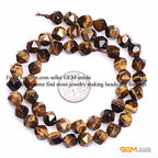 GEM-Inside Natural 8mm Yellow Tiger Eyes Gemstone Loose Beads Faceted Cambay Crystal Energy Stone Power for Jewelry Making 15" - color: Yellow Tiger Eye, size: 8mm