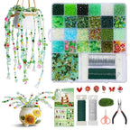 GarfxG Beaded Plant Kit, Green Glass Beads Plants Kit, Forever Plant Beads Green Beads with Step by Step Instructions, Video Tutorials, DIY Making Tools for Home Decor Jewelry Making DIY Craft