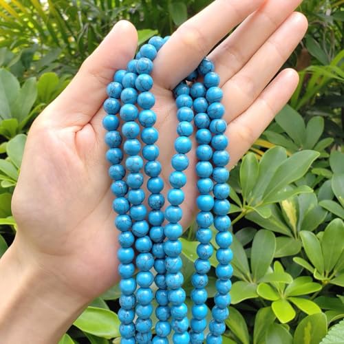 90pcs Adabele Natural Turquoise Blue Howlite Healing Gemstone 4mm (0.16 Inch) Small Round Beads Gem Stone Spacer for DIY Craft Jewelry Making GS18-4 - color: Blue howlite (imitated turquoise), size: 4mm (90pcs/1 Strand)