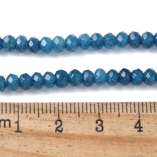 115pcs Natural Jade Disk Stone Beads 4x2mm Rondelle Faceted Dyed Stone Loose Spacer Beads for Jewelry Making Design Bracelet Necklace Keychain Phone Chain Lanyard Ornament, Royal Blue - color: Royal Blue