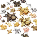 100g Alloy Bee Charm Mixed Honey Bee Pendant Charms Vintage Insect Jewelry Findings for DIY Necklace Bracelet Crafts,40-80pcs - style: Mixed Bee Charms