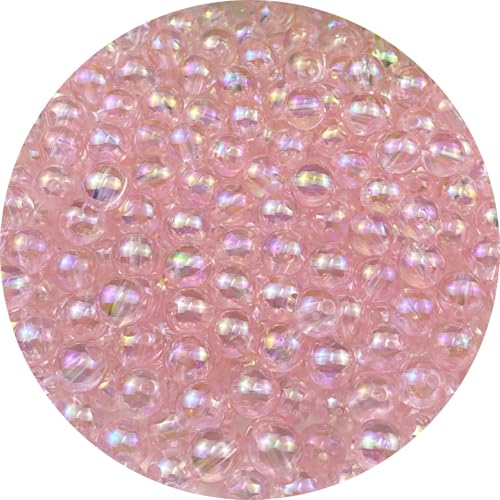 Jmassyang 400 Pieces 8mm Glossy Acrylic Round Beads AB Color Spacer Bubble Bead Plastic Crafts Bead for DIY Necklaces Bracelets Earrings Jewelry Making (Light Pink AB) - color: Light Pink AB, size: 8mm