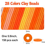 JMUQ 28 Strands Orange Clay Beads Bracelet Making Kit, Friendship Preppy Flat Polymer Clay Heishi Beads for Bracelets Jewelry Making Kit, DIY Arts and Crafts Gifts - color: Orange Series