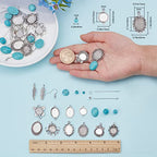 SUNNYCLUE 1 Box DIY 10 Pairs Turquoise Bead Earrings Making Kit Alloy Enamel Leaf Pendants Charms with Turquoise Beads Eye Pin & Earring Hooks for DIY Earring Jewelery Making, Antique Silver - color: 1 Box Diy 10 Pairs Turquoise Bead Earrings Kit