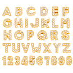 AUEAR, 36 Pack Gold 8mm Full Rhinestone Slide Alloy Letter Charm Crystal A-Z Alphabet with 0-9 Numbers for Bracelets Wristbands DIY Jewelry Making - color: Gold, size: 36 Pack