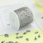 Kyutong 16.4 Feet Stainless Steel Chain Link with Spool Soldered Silver Chains for Jewelry Making 3MM Paperclip Necklace Chains Bulk for DIY Craft Bracelet Ankle Finding Supplies - color: 3mm Paperclip Silver