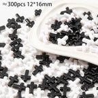 300pcs Black&White Cross Beads 12 * 16mm Cross Bead Crosses Spacer Bead Bulk for DIY Crafting Necklace Bracelet Jewelry Making Keychain (Black&White) - color: black&white