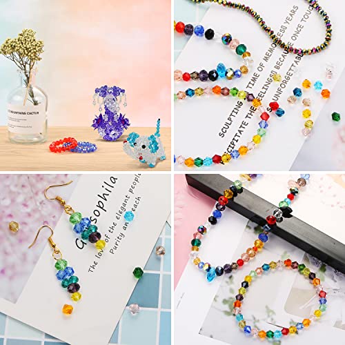 560 Pcs Faceted Rondelle Crystal Beads, Boxed, Spacer Beads for DIY Crafts, 4/6/8mm (Colorful) - color: Colorful