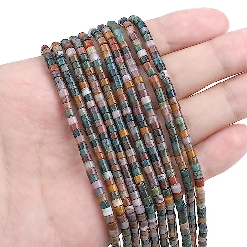 BEADIA Natural Indian Agate Spacer Beads Caps Flat Round Loose Beads for Beading Jewelry Making 3mmx2mm 38cm - color: Indian Agate, size: Flat Round 3mm X 2mm