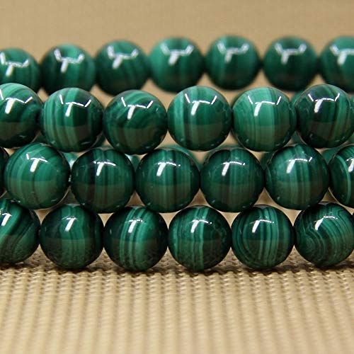 Angelstones Handmade Natural Healing Gemstone 6mm Round Beads Stretch Crystal Bracelet 7 Inch Unisex - color: Malachite