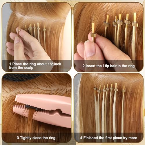 Hair Extension Pliers Kit Microlink Pliers for Extensions Hair Extension Beading Tool Hair Needle Pulling Hook Hair Styling Bead Closer and Remover Pliers - color: Silver