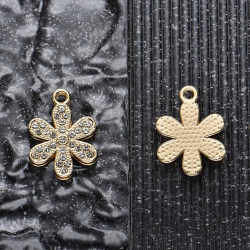 Pack of 20 Rhinestone Charms Gold Plated Pendants Pave Crystal Accessories for Necklace Bracelet Jewelry Making DIY Crafting - color: (Daisy Flower)VID65001