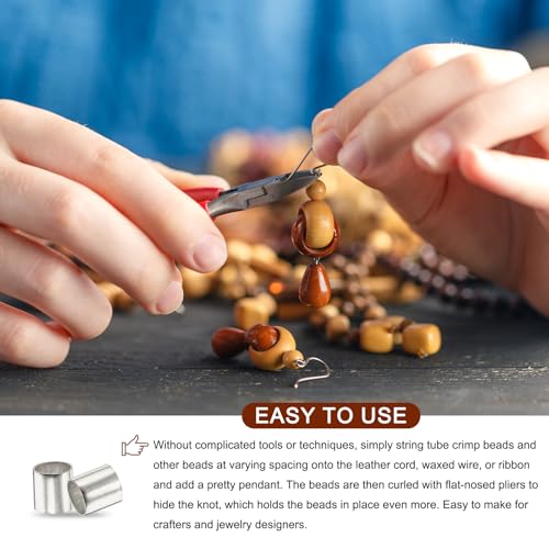 uxcell 500 Pcs Tube Crimp Beads, 1.5x1.5mm Copper Crimp Beads End Stopper Beads Tiny Loose Spacer Beads for Earrings Necklaces Bracelets Pendant DIY Crafts, Silver - color: Silver, size: 1.1 mm