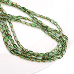 Glass Rice Beads Clear Green 4x6mm 50pcs Faceted Oval Golden Edge Crystal Loose Beads for DIY Craft Jewelry Making - color: Clear Green